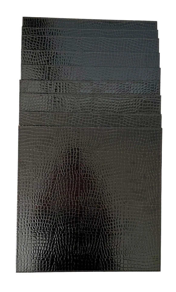 Z Gallerie Chocolate Brown Faux Croc Placemats. Set Of 9. 15”x15” - Image 1 of 4