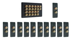 11.0 Matt Black Surround Sound Audio AV Speaker Wall Face Plate Kit - NON SOLDER - Picture 1 of 6