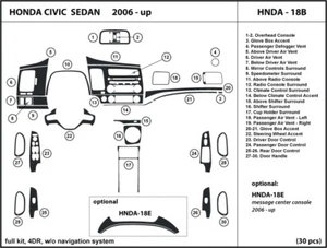 Carbon Fiber Dash Trim Kit for Honda Civic Sedan without navigation 2006-2011 - Picture 1 of 1