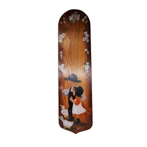 Ceiling Fan Blade Artist Hand Painted Country Fair Amish Boy Girl Ducks Flowers - Picture 1 of 8