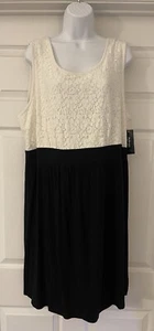 Style & Co Black White Lace Top Dress 2X Plus Size NWT Retails $69 - Picture 1 of 8