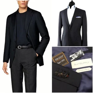 Suitsupply Drago 130s Hopsack Midnight Navy Sienna Ticket Pkt Jacket 42 R - Picture 1 of 16