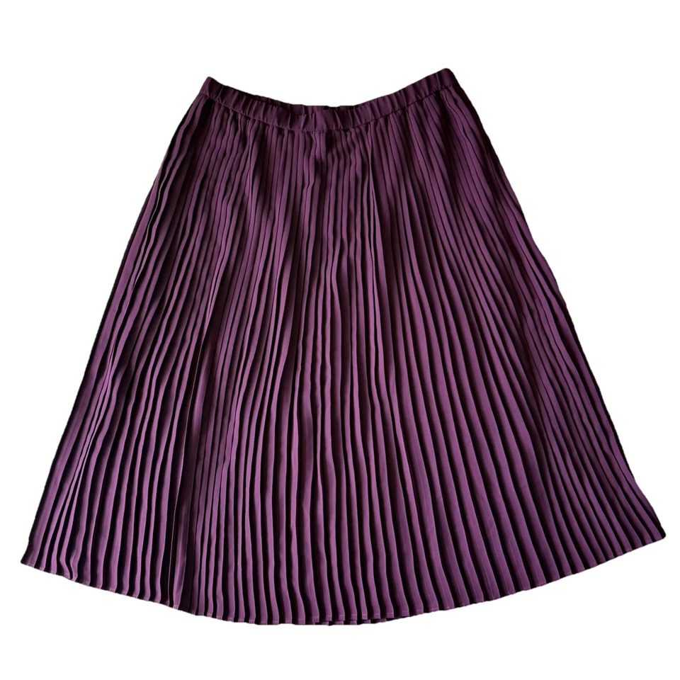 Eileen Fisher Mujer Cuchillo Plisado Midi Falda Púrpura 12 Grande Pull On Foto 1 de 4