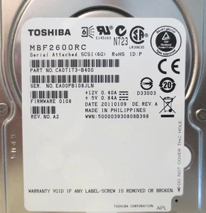 Lot of 4 Toshiba 600gb,Internal,10000rpm,6Gbps,2.5" SAS (MBF2600RC) Server HDD's - Picture 1 of 1
