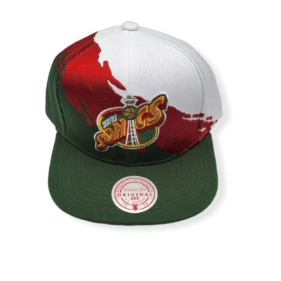 Mitchell & Ness Seattle Supersonics Paintbrush Adjustable Snapback Hat Cap - Image 1 of 4