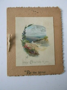 Antikes Weihnachtsgrußheft Raphael Tuck und Söhne "Am Fluss" - Bild 1 von 5
