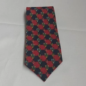 Vintage Duomo Milano Italy Crest Logo Silk Tie Red Green White Gold - Picture 1 of 7