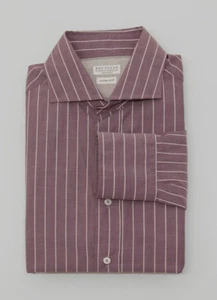 NWT Brunello Cucinelli Men's "Slim Fit" Pinstripe Button-Down Dress Shirt M A242 - Picture 1 of 7
