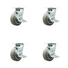 5 Inch SS Thermoplastic Caster Set with Ball Bearings 4 Brake 2 Swivel Lock SCC