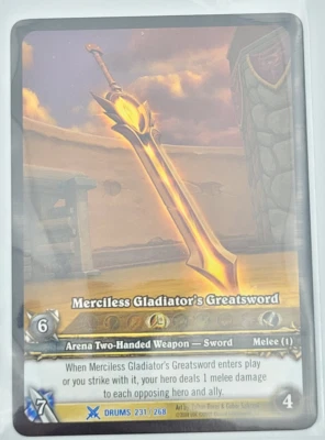World of Warcraft -WOW TCG PROMO DRUMS 231/268 - Merciless Gladiators Greatsword - Bild 1 von 2