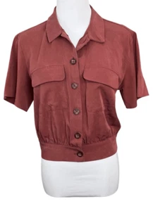 Abercrombie & Fitch Rose Button Up Cropped Safari Shirt SMALL Y2k Indie Edgy - Bild 1 von 9