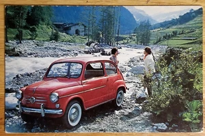 Fiat 600 sedán publicidad postal PC 1960s automóvil - Imagen 1 de 1