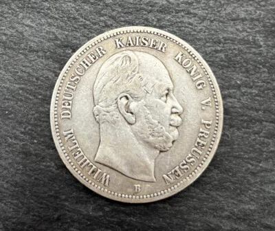 900/- Silbermünze, 5 Mark, Deutscher Kaiser Wilhelm, 1876, B, sehr gut - Bild 1 von 2