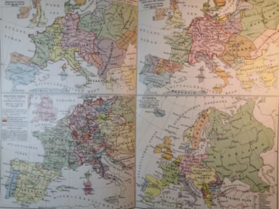 1902 HISTORY OF EUROPE Vintage Geographical Map Color ORIGINAL C21-5 - Image 1 of 3