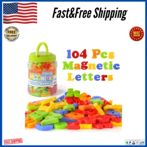 104 PCS Magnetic Letters Numbers Alphabet ABC 123 Fridge Magnets Plastic Edu NEW - Picture 1 of 24