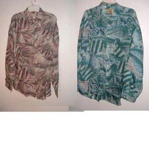 NEW SILK SHIRT #5 by P ALBANES / D&C FASHIONS size M or L RED-GRAY or GREEN - Picture 1 of 1