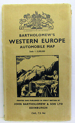 Bartholomew's Western Europe Automobile Map 1952 • 14.40$