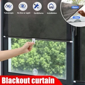 2x Retractable Window Sunshade Roller SPF+ 50 Curtain Privacy with Suction Cup - Picture 1 of 18