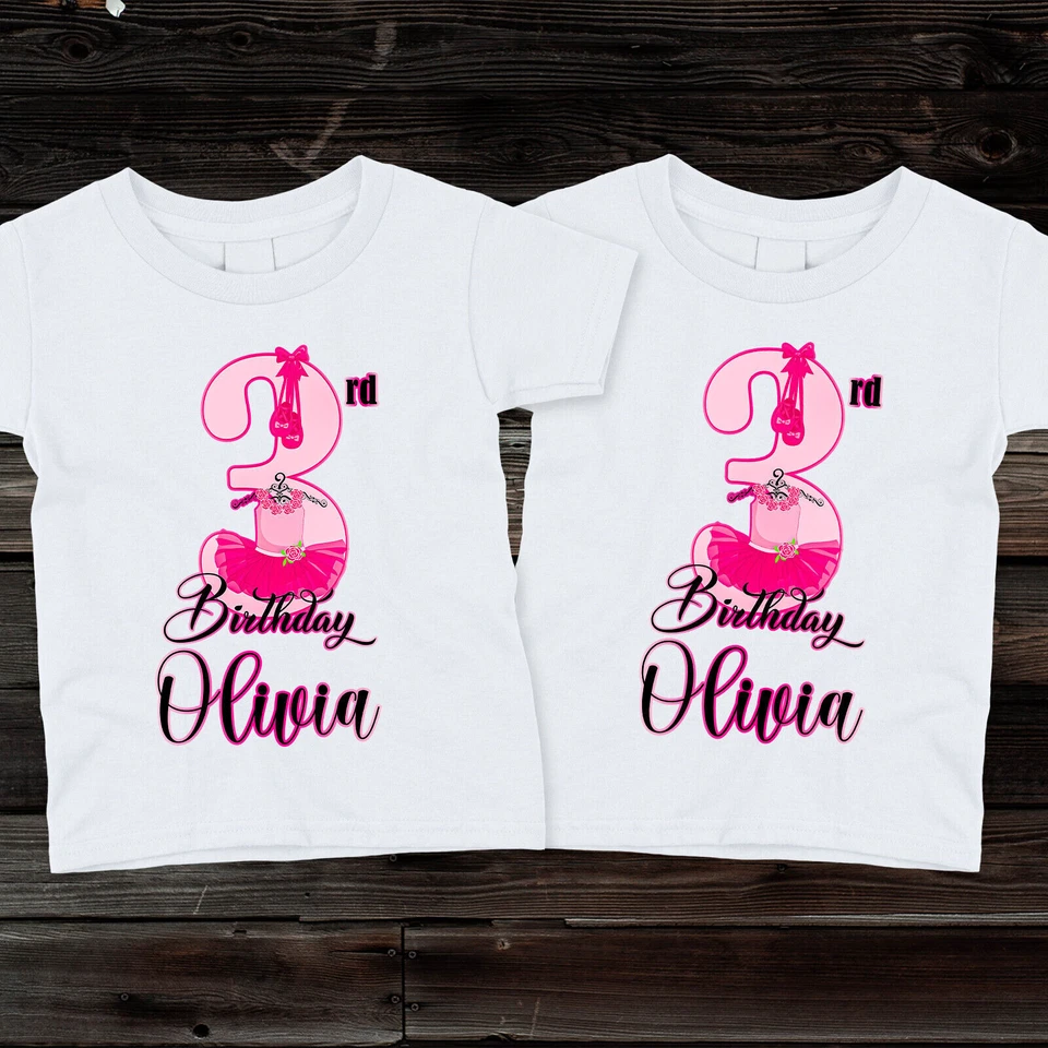 Camiseta de cumpleaños personalizada Ballerina para niños, niñas y niños pequeños Foto 1 de 1