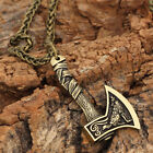 Mens Vintage Norse Viking Animal Raven Axe Wolf Pendant Necklace Chain photo