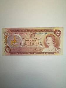 COLLECTABLE 1974 CANADA Two Dollar Lawson / Bouey Banknote - Picture 1 of 2