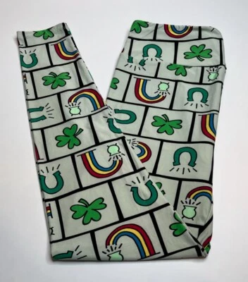 NEW Lularoe TC Leggings RAINBOW Horseshoe POT GOLD Irish Shamrock St Pat Paddy - Image 1 of 4