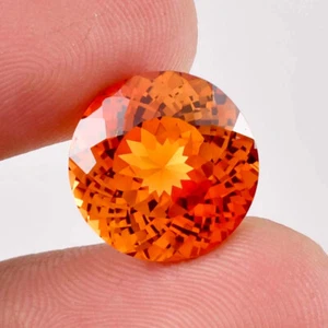 10x10 MM Natural Fanta Orange Ceylon Sapphire Round Cut Loose Gemstone Certified - Picture 1 of 6