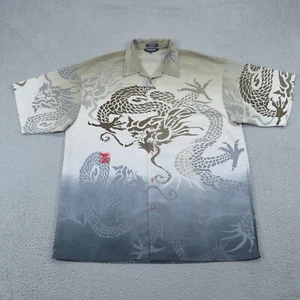VTG Koman Shirt Men XL Y2K Skater Mall Goth Ninja All Over Print Dragon Japanese - Picture 1 of 11