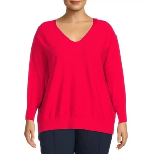 Terra & Sky Women's Plus Size V-Neck Sweater Dolman Sleeves Size 4X (28W-30W) - Picture 1 of 5