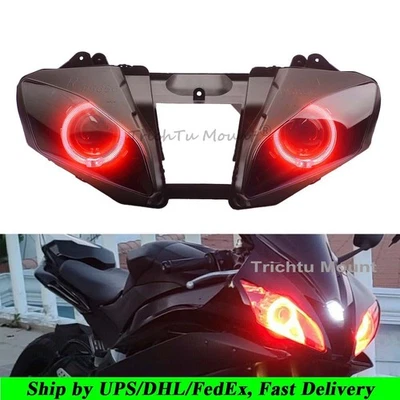 Customized Fully Headlight Assembly w/Red Angel Eye For Yamaha YZF R6 2006-2007 - Image 1 of 4