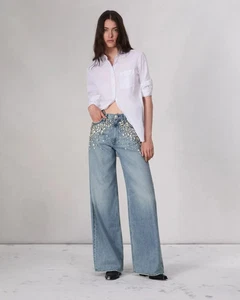 NWT Rag & Bone Featherweight Sofie Wide-Leg Jean Sz 34 Mali With Jewel #3H506 - Picture 1 of 16