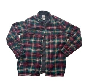 L.L. Bean Men’s Fleece Lined Flannel Shirt Jacket Green Plaid Traditional Fit M - Picture 1 of 4