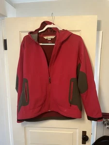 Cloudveil Jacket Womens Large Red Hooded Softshell Full Zip Outdoors Coat *READ* - Picture 1 of 9