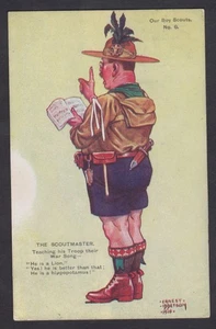 Postal firmada por el artista 1910 Ernest Ibbetson NUESTRO BOY SCOUTS No. 6 'THE SCOUTMAST - Imagen 1 de 2