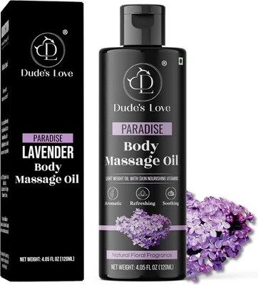 DUDE'S LOVE Organic - Lavender Floral Edible Body Massage Oil - 120 ml (Pack of 1)