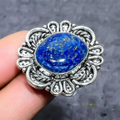 Lapis Lazuli Gemstone Handmade 925 Sterling Silver Jewelry Ring Size 9 N049 - Image 1 of 3