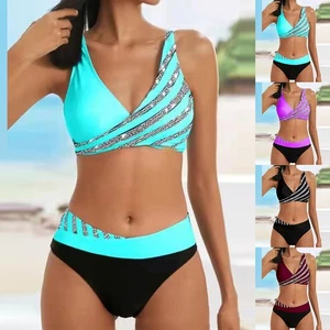 New Euro Bikini: Sexy Printed Rhinestone Push-Up Swimsuit - Picture 1 of 16