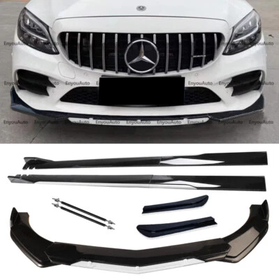 For Mercedes-Benz S450 S500 Front Bumper Lip Spoiler 86" Side Skirt Black White Foto 1 de 4