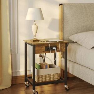 TC-HOMENY End Table with Charging Station - Picture 1 of 2