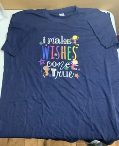 Kids Wish Network NWOT Tee T Shirt L Large Unisex Blue I MAKE WISHES COME TRUE - Picture 1 of 6