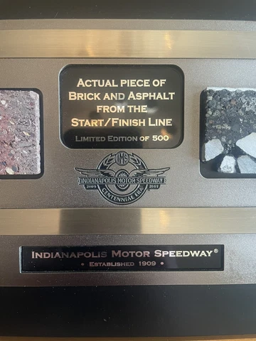Indianapolis 500 Actual Piece of Brick and Asphalt Authentic Plaque NM/Mint Cover