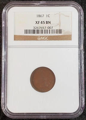1867 Indian Head Cent NGC XF45 3267657-007 Exquisite Coin Rare - Image 1 of 4
