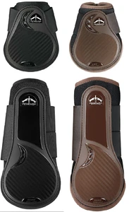 Veredus TRC Vento Professional Fetlock / High Rear Showjumping Boots Black/Brown - Picture 1 of 14