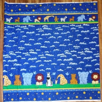 Bible Story Noah's Ark Religious Kids Cotton Fabric Border 2.25 yards x 44" Wide - Image 1 of 4