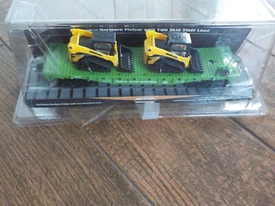 Menards Burling Northern Flat Car with 2 skid steers  O gauge L/N - Image 1 of 3