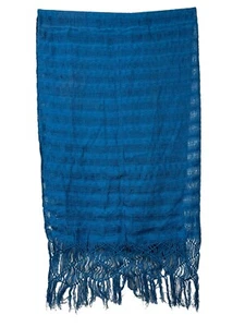 Vtg Handmade Blue Maya Mexican Woven Table Runner 100% Cotton 82" x 25" - Picture 1 of 12