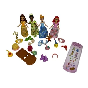 Disney Princess Dolls Lot Belle Ariel Cinderella Tiana Accessories - Picture 1 of 9