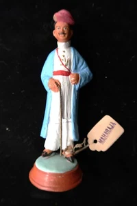 Vtg Hand Painted Indian Clay Krishnanagar Look Unsigned Maharaja Figure - Picture 1 of 13