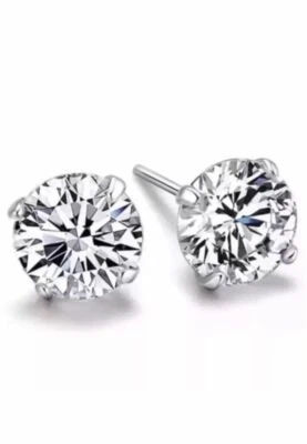 2 piezas Pendientes de Orejas Transparentes de Plata Esterlina de corte diamante para Hombre Foto 1 de 4