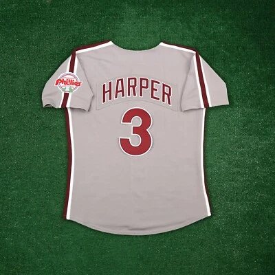 Bryce Harper 1990 Philadelphia Phillies Cooperstown Men's Grey Road Jersey - Image 1 of 4